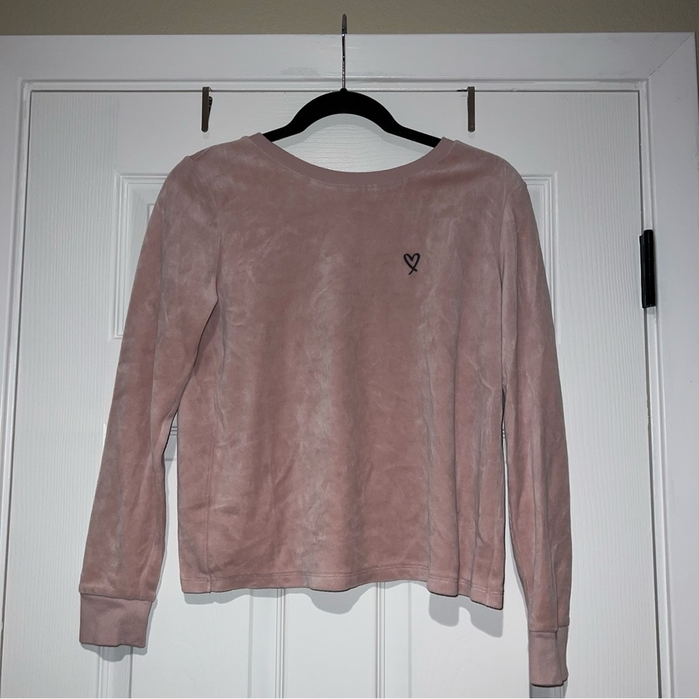 Victoria’s Secret Velour Sweater Crew Neck Open Back Top